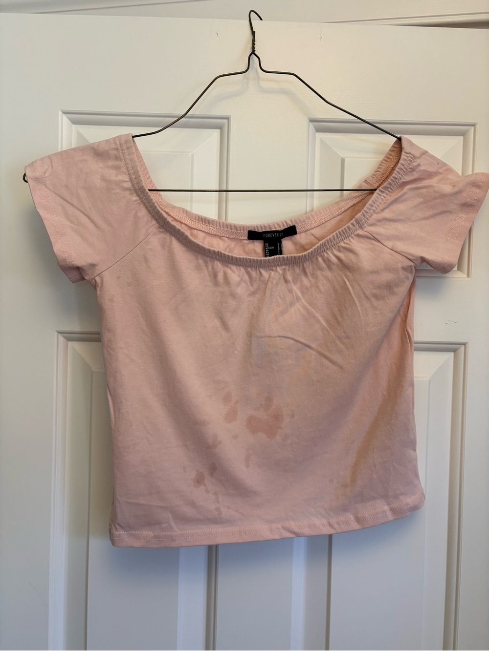 Forever 21 Light Pink Off-Shoulder Crop Top